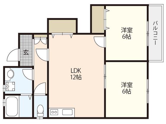 K&M海田東コーポ(2SLDK/2階)の間取り写真