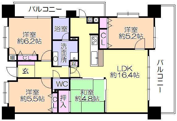 エバーライフ久留米南(4LDK/13階)の間取り写真