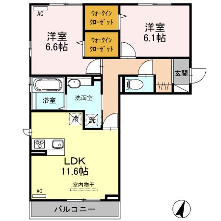 コンフォール(2LDK/3階)の間取り写真
