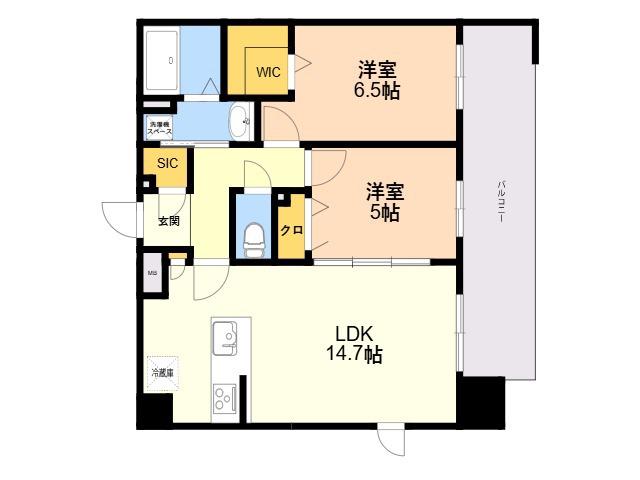 SーRESIDENCE博多駅東AWESOME(2LDK/11階)の間取り写真