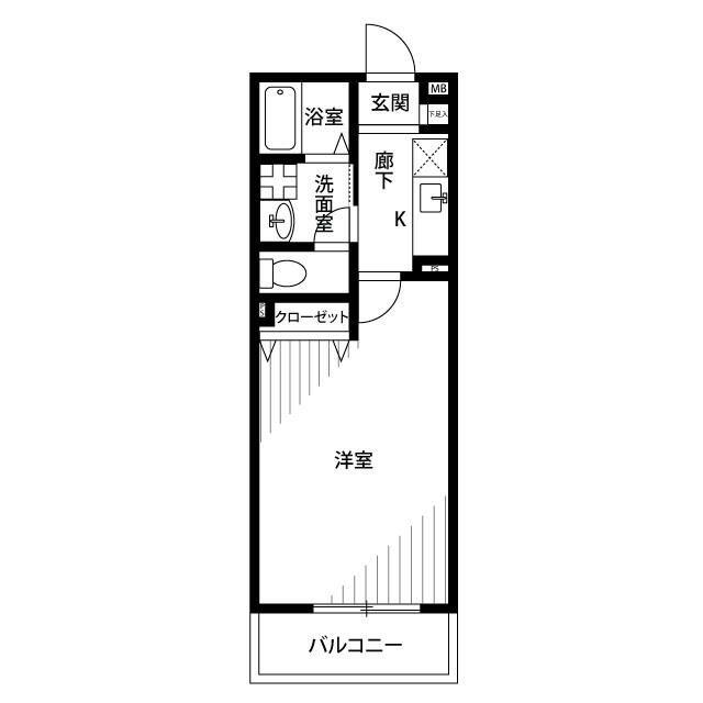 アムールそよ風(1K/2階)の間取り写真