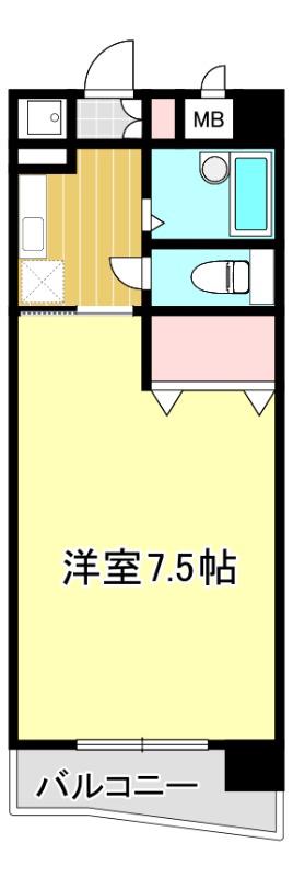 メトロノーム中島(1K/4階)の間取り写真