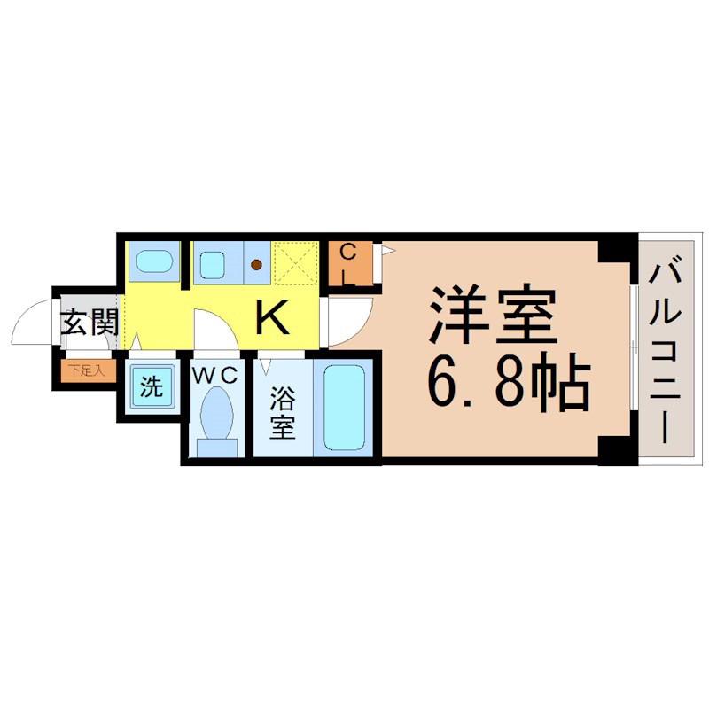 ライジングコート名古屋駅前東(1K/7階)の間取り写真
