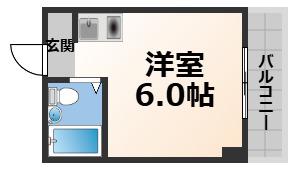 YOUハイム衣摺II番館(ワンルーム/2階)の間取り写真