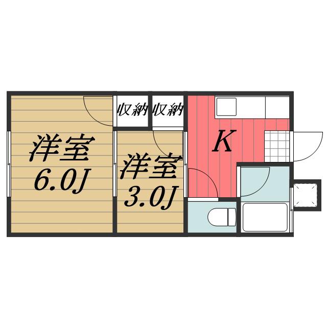 小松荘(2K/2階)の間取り写真