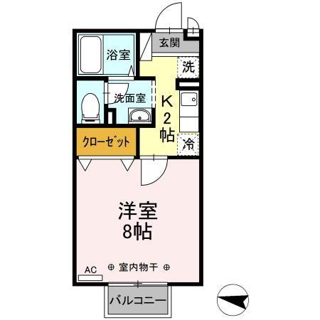 セジュールベリー(1K/2階)の間取り写真