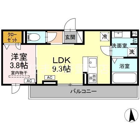 GRAND D-ROOM豊田久保(1LDK/3階)の間取り写真