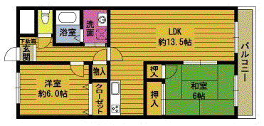 ハイヒルズ街(2LDK/2階)の間取り写真