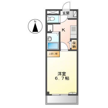 フレグランスわたなべ(1K/2階)の間取り写真