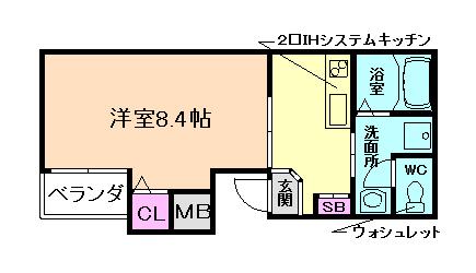 ガゼルノア加島II(1K/2階)の間取り写真