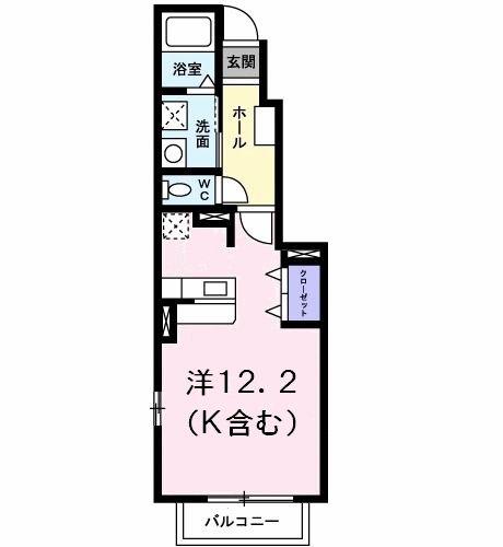 グランウィステリア(ワンルーム/1階)の間取り写真