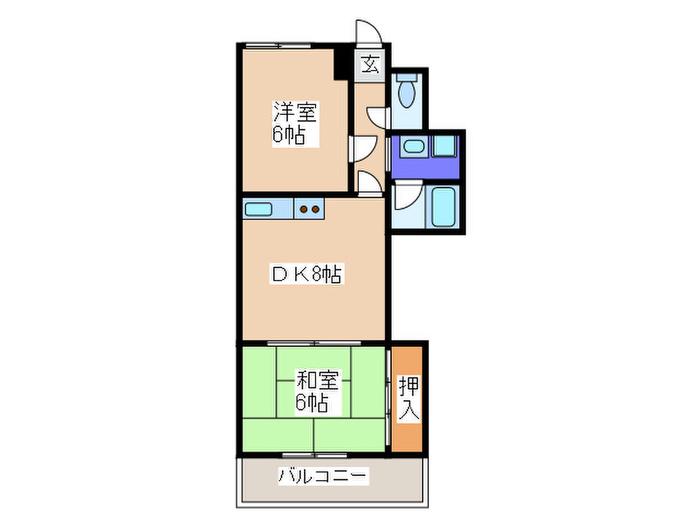 マンションエンジェル(2DK/3階)の間取り写真