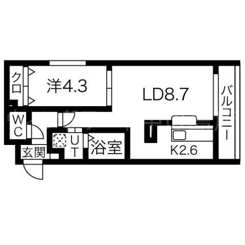 サンフラワー(1LDK/3階)の間取り写真