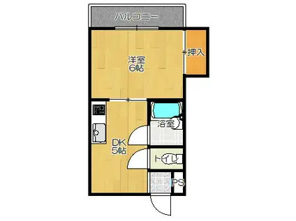 河北ハイツ(1DK/3階)の間取り写真