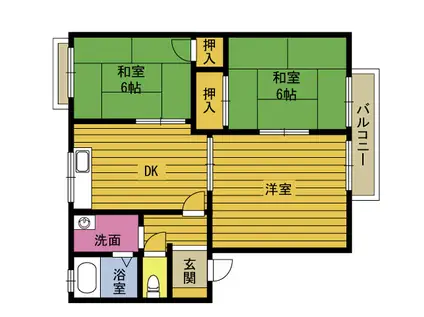 グリーンハイム鶴見C(3DK/1階)の間取り写真