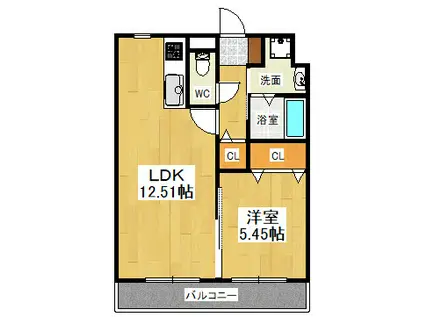 WISTERIA(1LDK/5階)の間取り写真