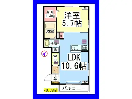 AF ブライトストーン(1LDK/1階)の間取り写真
