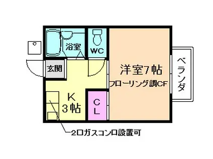 MINIFY・K(1K/2階)の間取り写真