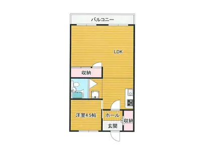 東カン水戸第1パークハイツ(1LDK/3階)の間取り写真