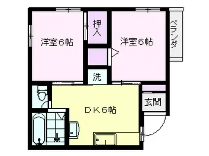 ハイツ樋之浦(2DK/3階)の間取り写真