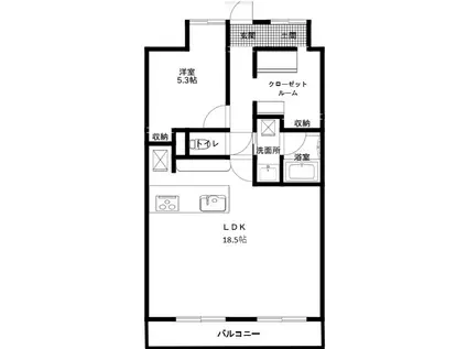 ライオンズマンション福山参番館(1LDK/2階)の間取り写真