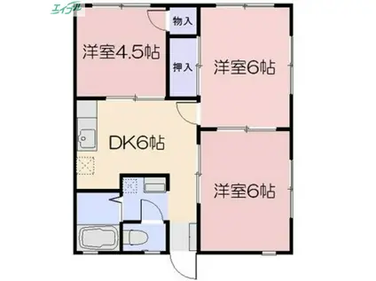 コーポプラザント(3DK/2階)の間取り写真