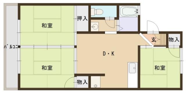 都倉コーポ(3DK/2階)の間取り写真