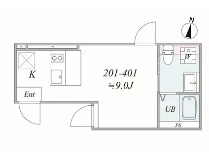 TRIAS OGIKUBO(1K/2階)の間取り写真