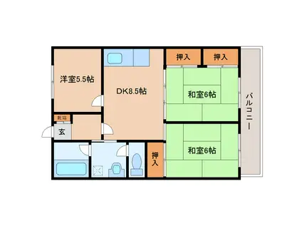 協栄マンション(3DK/6階)の間取り写真