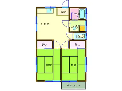 山本アパート 2階(2LDK/2階)の間取り写真