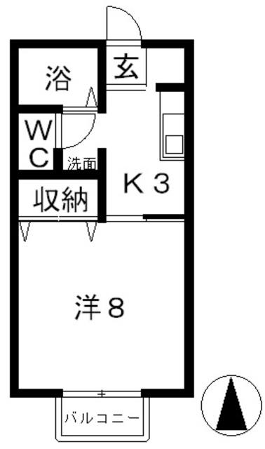 ファミール竹内 B(1K/2階)の間取り写真