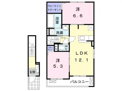 サンライト桜II(2LDK/2階)の間取り写真