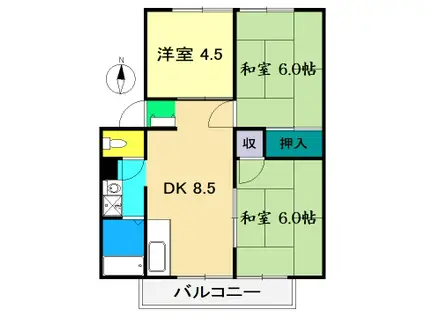 スピナッチハウス I II(3DK/2階)の間取り写真