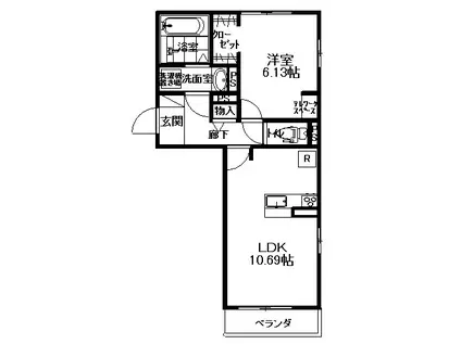 LULUエクセレント(1LDK/1階)の間取り写真