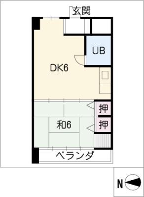 ラ・クール泉(1DK/6階)の間取り写真
