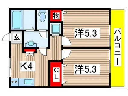 武庫之荘サンパレス(2K/3階)の間取り写真