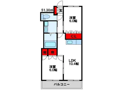 こもれび(2LDK/1階)の間取り写真
