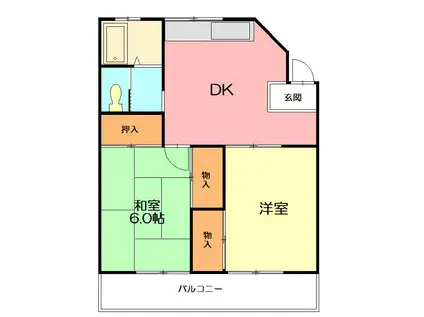 カーサ・コンフォート(2DK/1階)の間取り写真