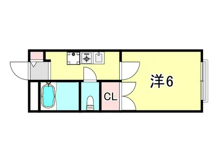グリーンパークきしべ(ワンルーム/2階)の間取り写真