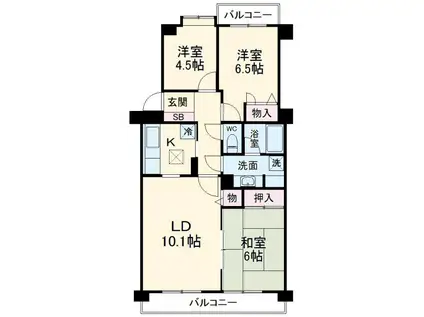 パークノヴァ清水(3LDK/1階)の間取り写真