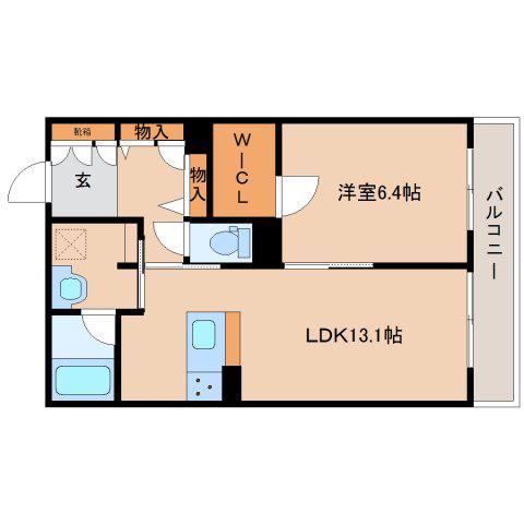 シャーメゾン ヴィラ学園前(1LDK/3階)の間取り写真