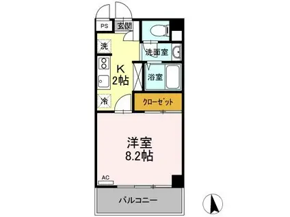 マンションけやき(1K/1階)の間取り写真