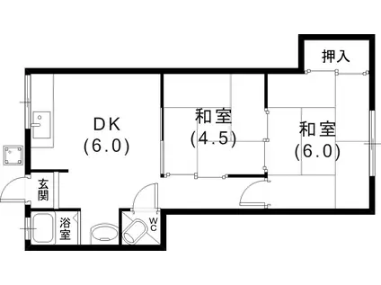 セイワハイツ 南棟(2DK/2階)の間取り写真
