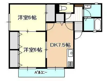 サンライフ川崎(2DK/1階)の間取り写真