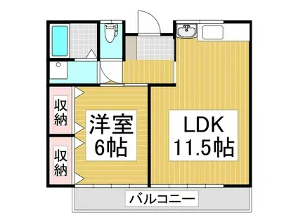 はなぶさハイツ I(1LDK/2階)の間取り写真