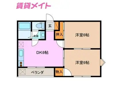 椎の木ビル(2DK/2階)の間取り写真