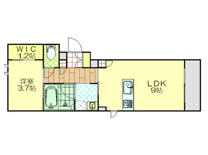 シャーメゾン フェリス(1LDK/1階)の間取り写真