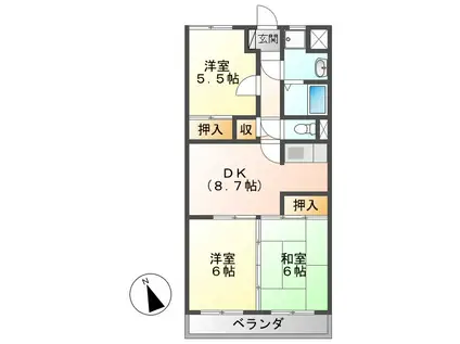 ア・ドリーム松田(3DK/3階)の間取り写真