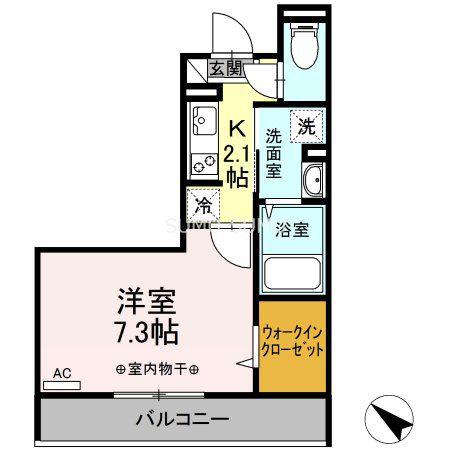 FREE(1K/3階)の間取り写真