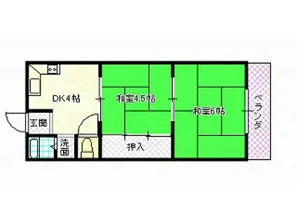宮ノ里マンションA棟(2DK/1階)の間取り写真